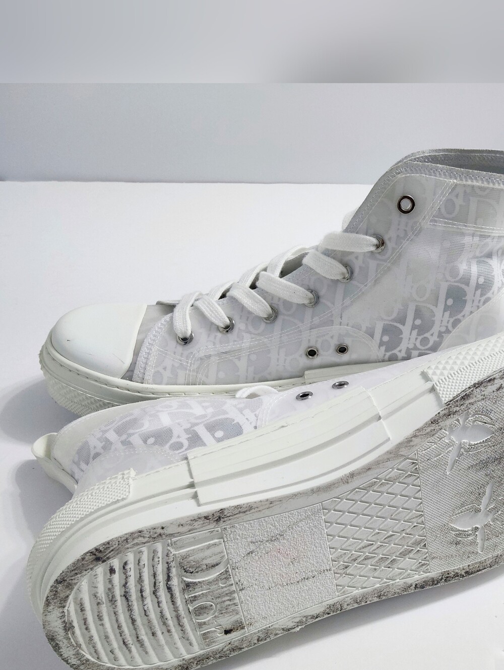 Dior Italian Made Men's High-Top Sneakers. Size 46 EU. 12.5-13 US. Pre-owned. - Picture 10 of 10